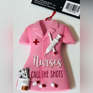 Christmas Shoppe Ornament Nurses Call The Shots Pink Scrubs